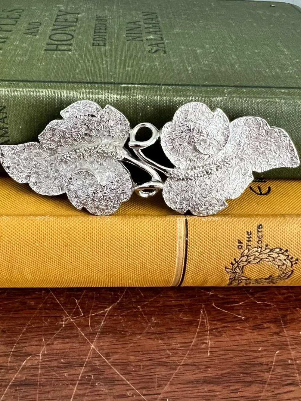 Vintage Silver Tone Floral Belt Buckle | Sculptural Mod 60s 70s Statement Access